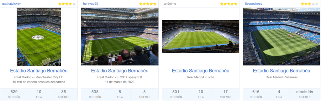 Mejores asientos en el Santiago Bernabéu